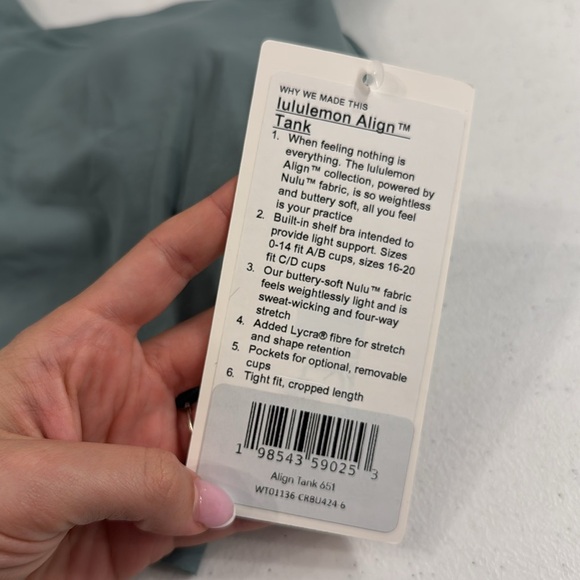 NWT Peloton X lululemon Align™ Tank Top | Light Support Crater Blue - Picture 3 of 6